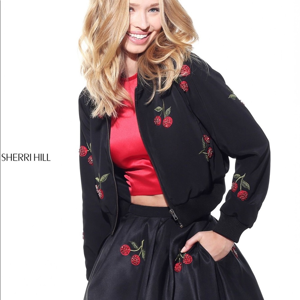 SHERRI HILL RHINESTONE CHERRY JACKET